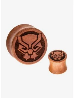 Earrings Marvel Black Panther Double Flare Sawo Wood Plugs