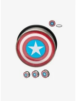 Earrings Marvel Single Flare Steel Captain America Plugs