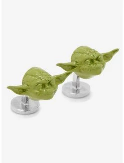 Star Wars Jewelry 3D Green Star Wars Yoda Head Cufflinks