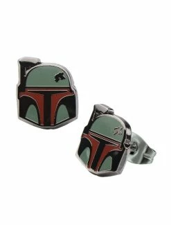 Star Wars Jewelry Star Wars Boba Fett Helmet Enamel Stud Earrings
