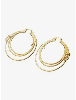 DC Comics Wonder Woman RockLove Lasso Hoop Earrings Gold
