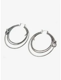 DC Comics Wonder Woman RockLove Lasso Hoop Earrings Silver