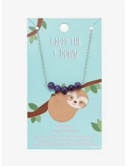 Necklaces Sloth Amethyst Fidget Necklace - BoxLunch Exclusive -RockLove Sales 16083619 av2