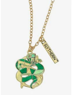 Necklaces Harry Potter Slytherin Serpent Stained Glass Necklace - BoxLunch Exclusive