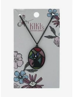 Necklaces Studio Ghibli Kiki’s Delivery Service Jiji Stained Glass Necklace - BoxLunch Exclusive -RockLove Sales 19235437 av2